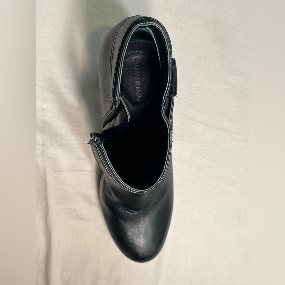 GIANI BERNINI Netty Black Heeled Leather Ankle Boots Size 5.5 - Picture 6 of 11